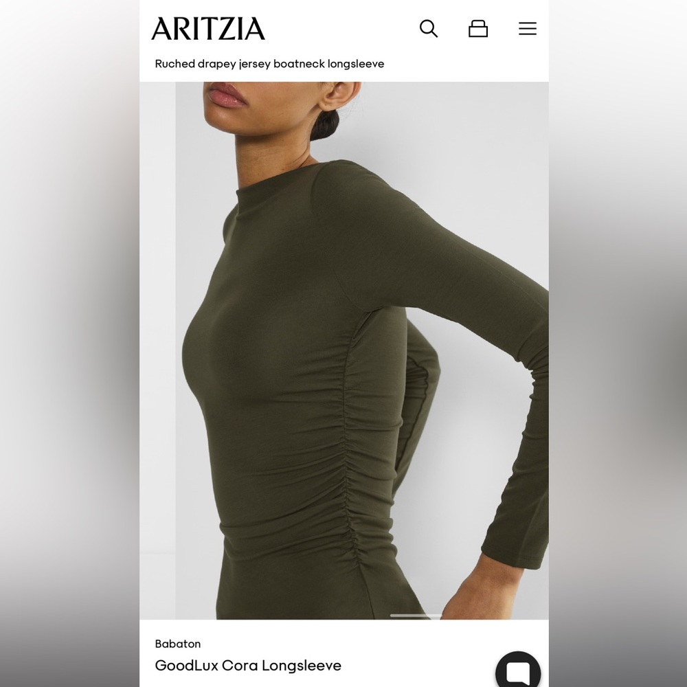 Aritzia Babaton Dark Green Long Sleeve Top